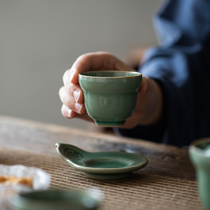 越窑青瓷茶杯创意福禄陶瓷杯子家用主人杯单杯功夫茶杯品茗杯客杯