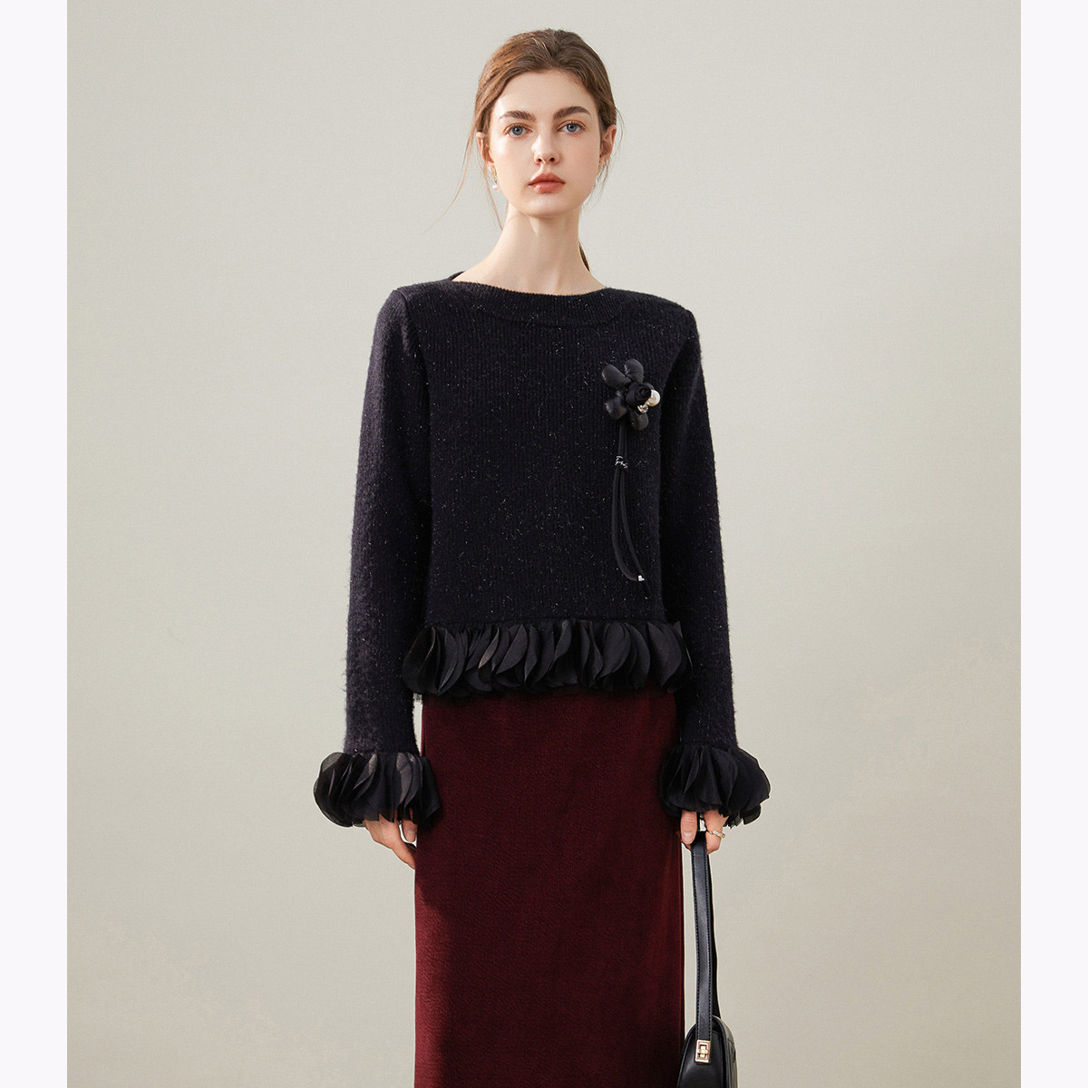 【小云总专属】白鹿语百搭长袖设计感毛衣上衣BX10423