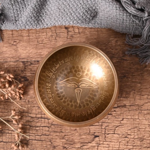 尚铜阁口径9cm尼泊尔颂钵手绘唐卡钵无圈垫送小木棒