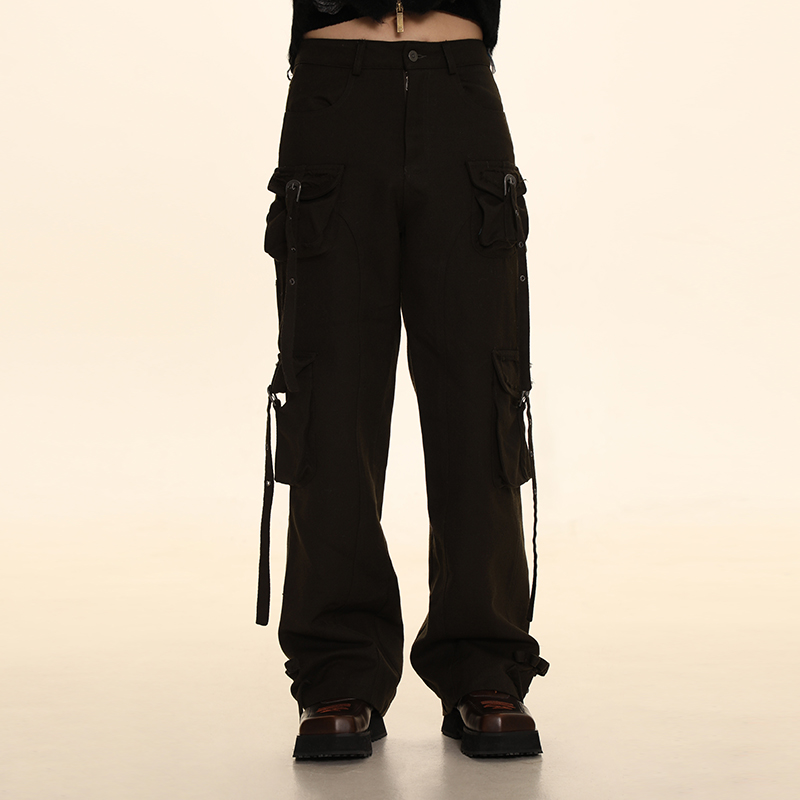 【秀款】DNT/韩火火 个性街头重工工装休闲裤多口袋中性秋冬新款