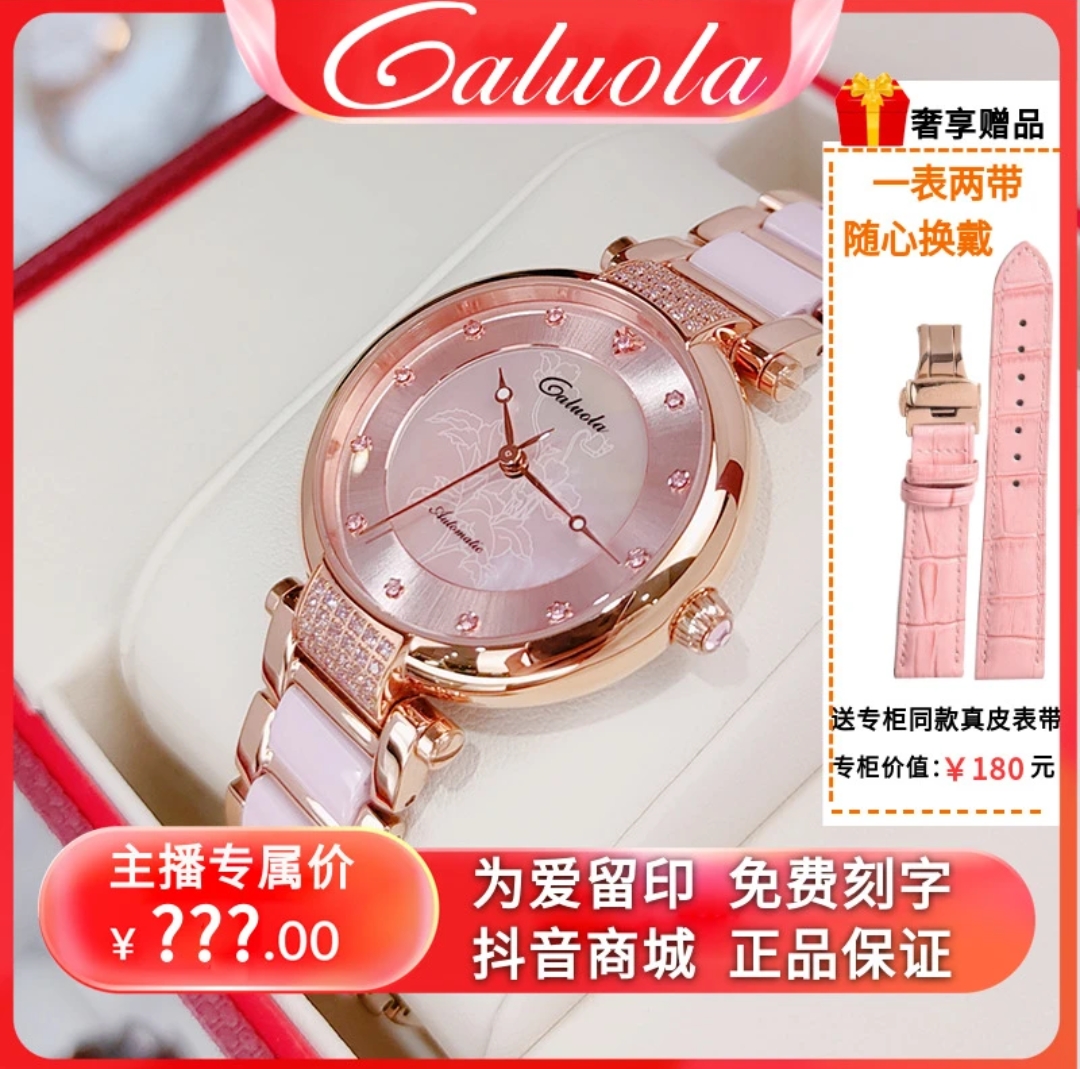 卡罗莱手表女士品牌女表全自动机械表镶钻女士手表高端轻奢腕表