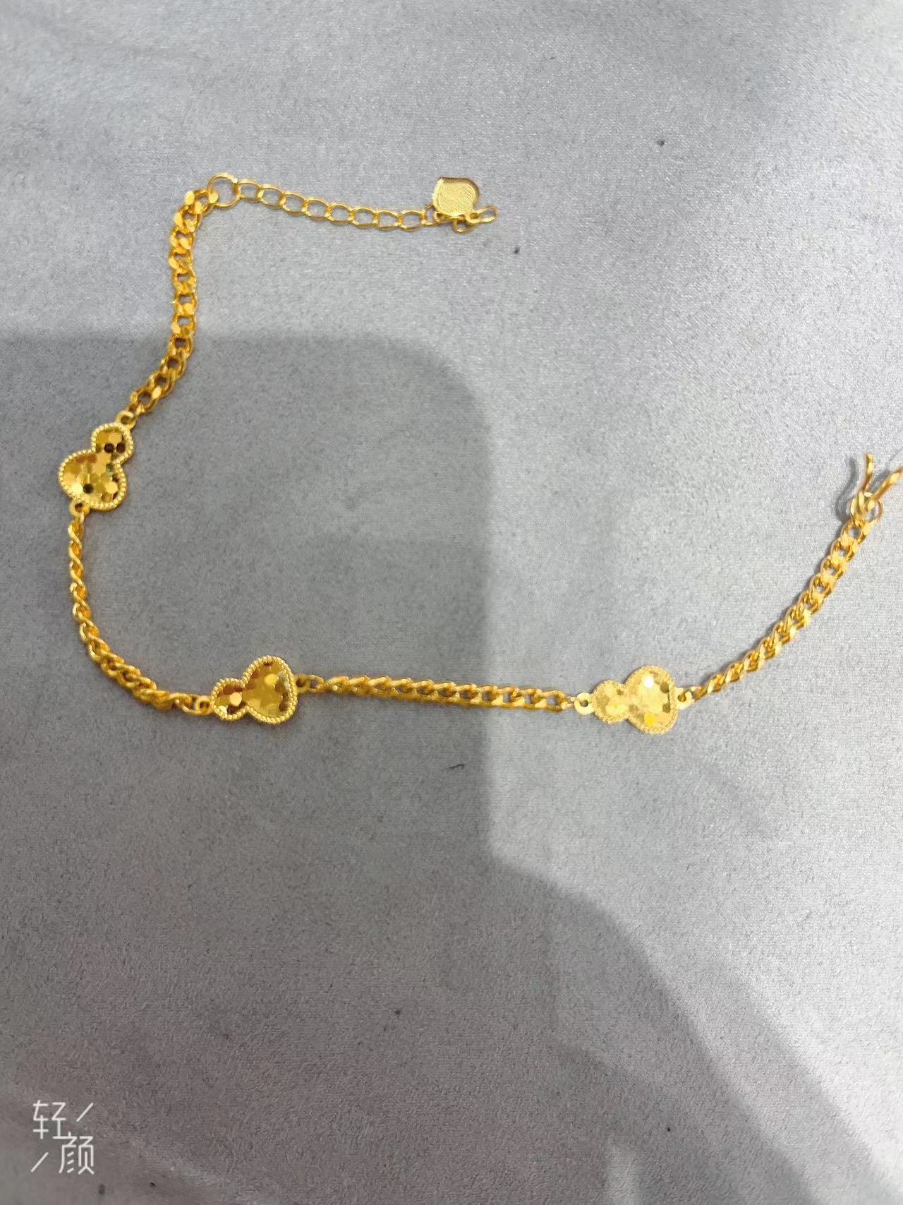 足金999 5G 精品 鱼鳞三葫芦手链-金金专属