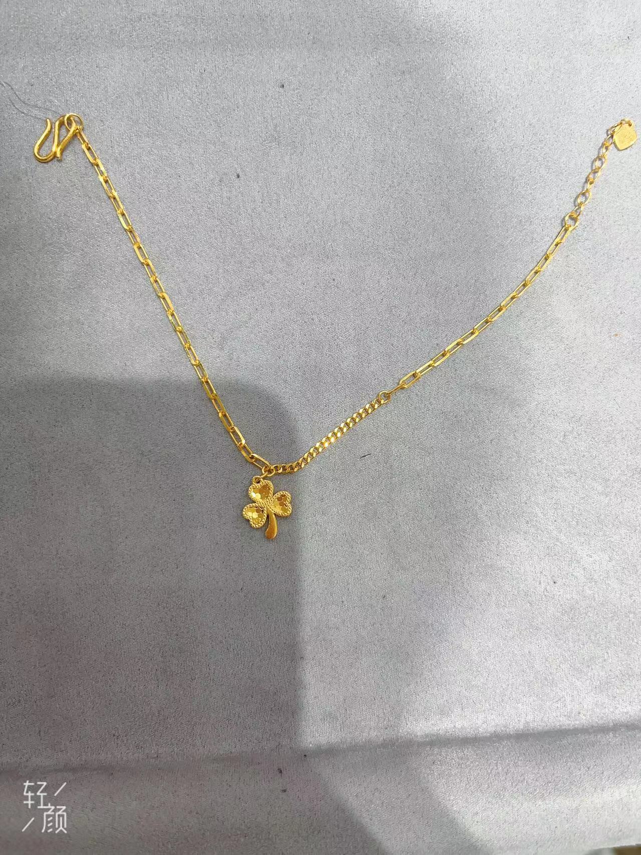 足金999 5G 精品 鱼鳞幸运草手链-金金专属