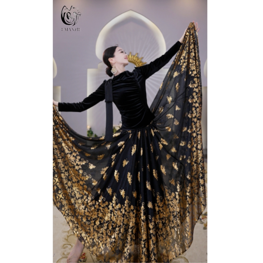 依曼之舞B6088半身裙气质显瘦异域风情新疆舞大摆裙烫金女款