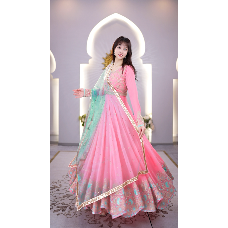 T8依曼异域风情印度舞蹈服民族风女定制版进口烫钻配饰头纱