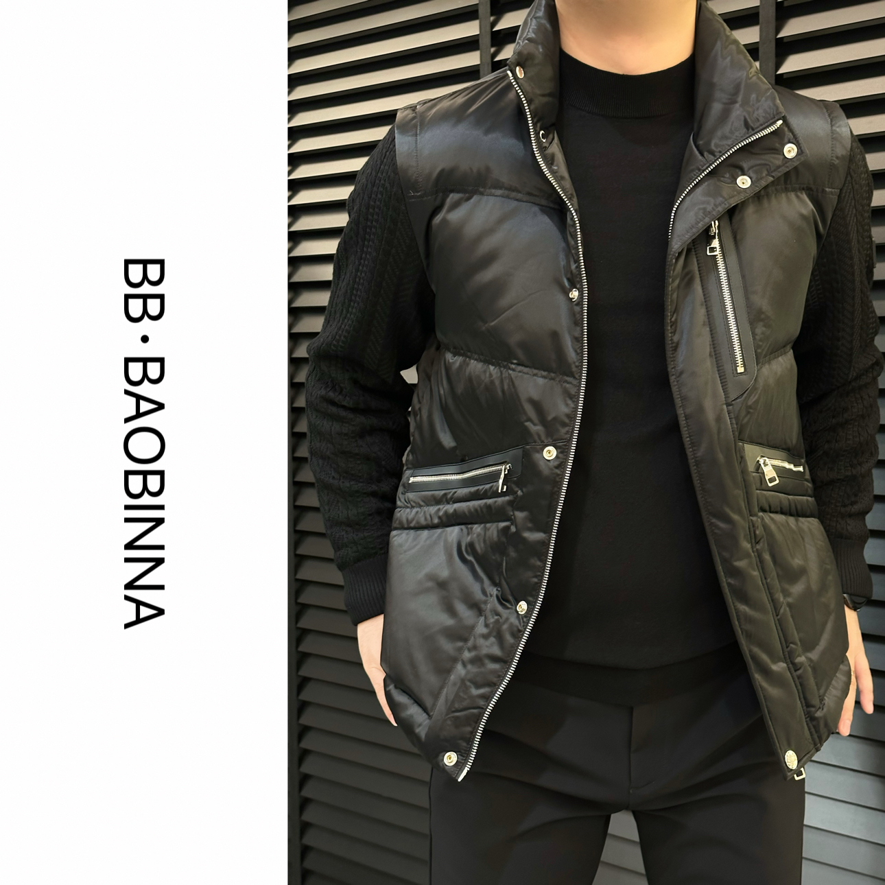  小野· 男装 | 轻奢 时尚百搭针织袖休闲羽绒外套 927