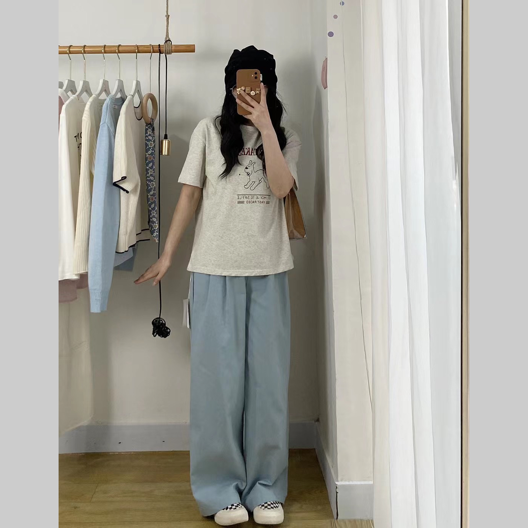 雾霾蓝休闲裤 好韩哦