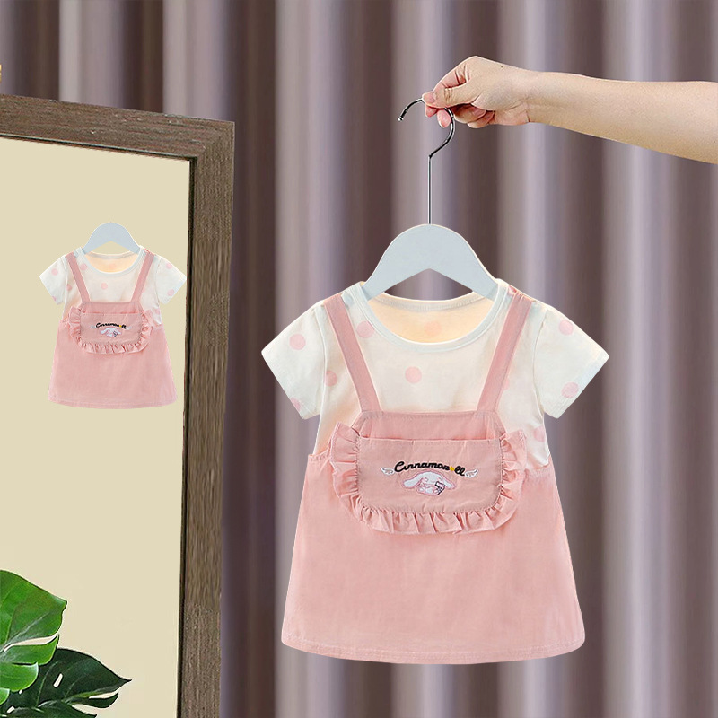夏装新款女童婴儿连衣裙儿童女宝宝假两件韩版裙子洋气女宝裙子
