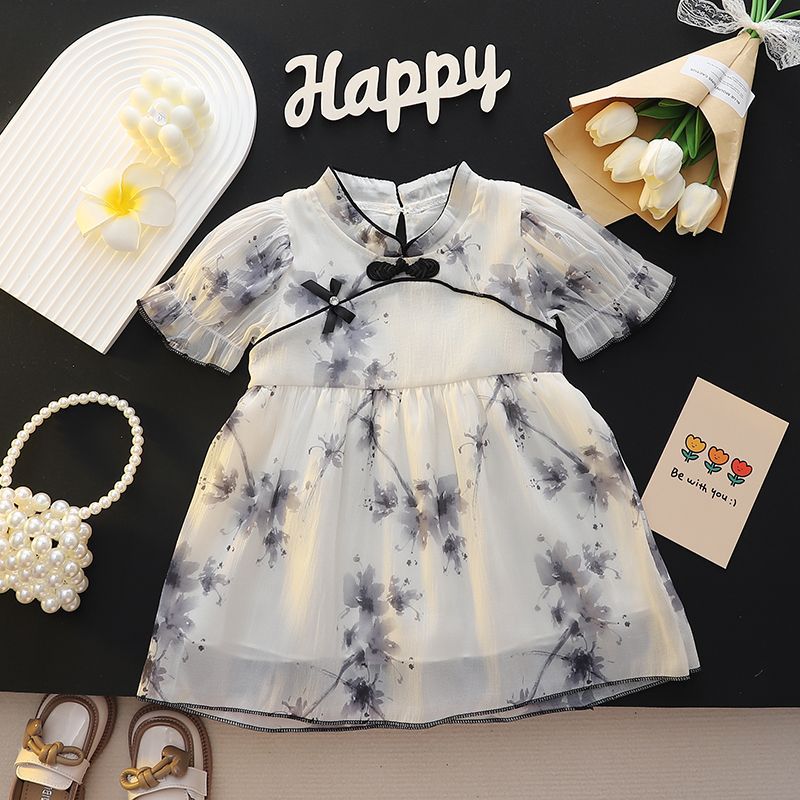 【嘉嘉】夏季儿童女童时尚夏季宝宝时装百搭休闲裙子复古洋气气质