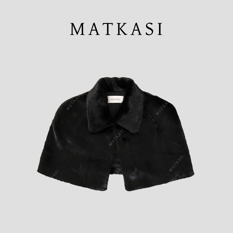 MATKASI 老钱风质感贵气毛毛复古范儿翻领披肩