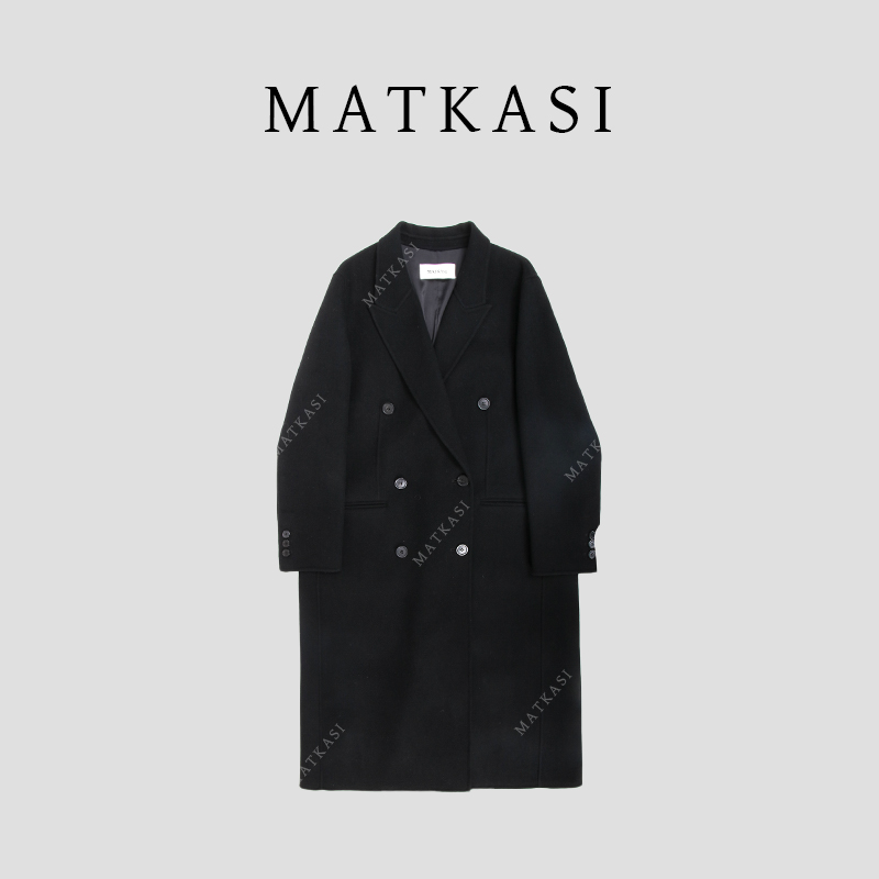 MATKASI 经典双排扣翻领纯色质感拉满百搭羊毛大衣