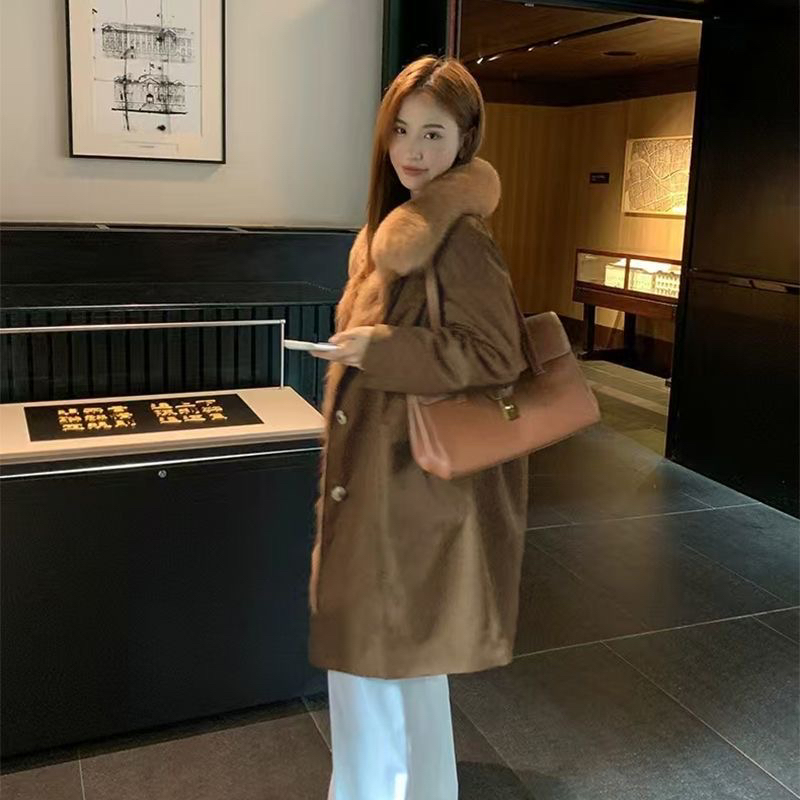 狐狸毛领皮草派克服獭兔内胆外套中长款女士时尚冬季宽松网红