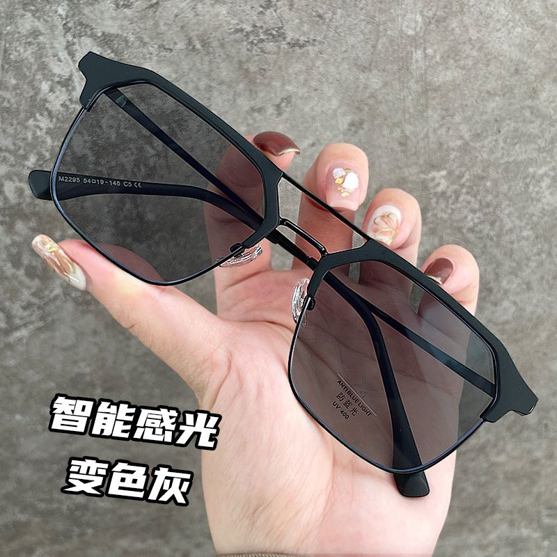 变色眼镜男款潮近视可配度数大框痞帅眼睛框镜架大脸半框平光镜
