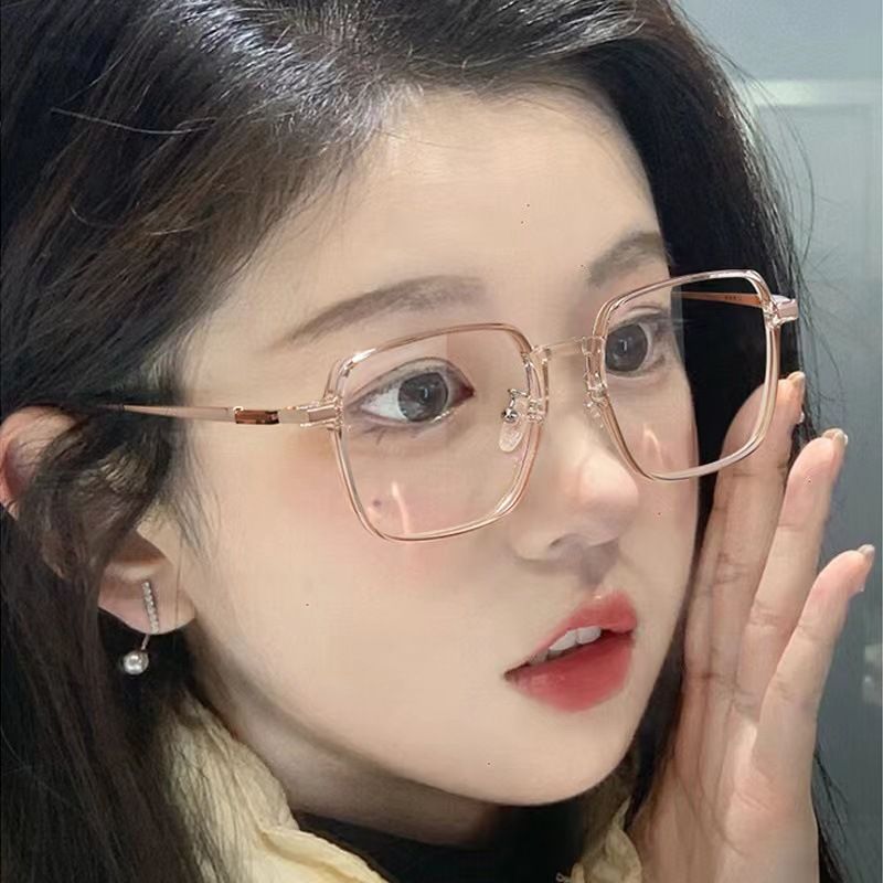 冷茶框近视眼镜女ins高颜值素颜神器防蓝光超轻护目镜圆脸显瘦潮