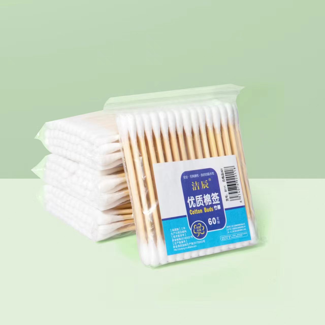 真尤美美容理发店棉签大头拉丝不脱棉木棒塑料棒圆头一次性掏耳朵