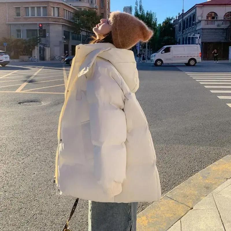 韩版中长款羽服女小个子2023冬季新款加厚爆款面包服袄外套