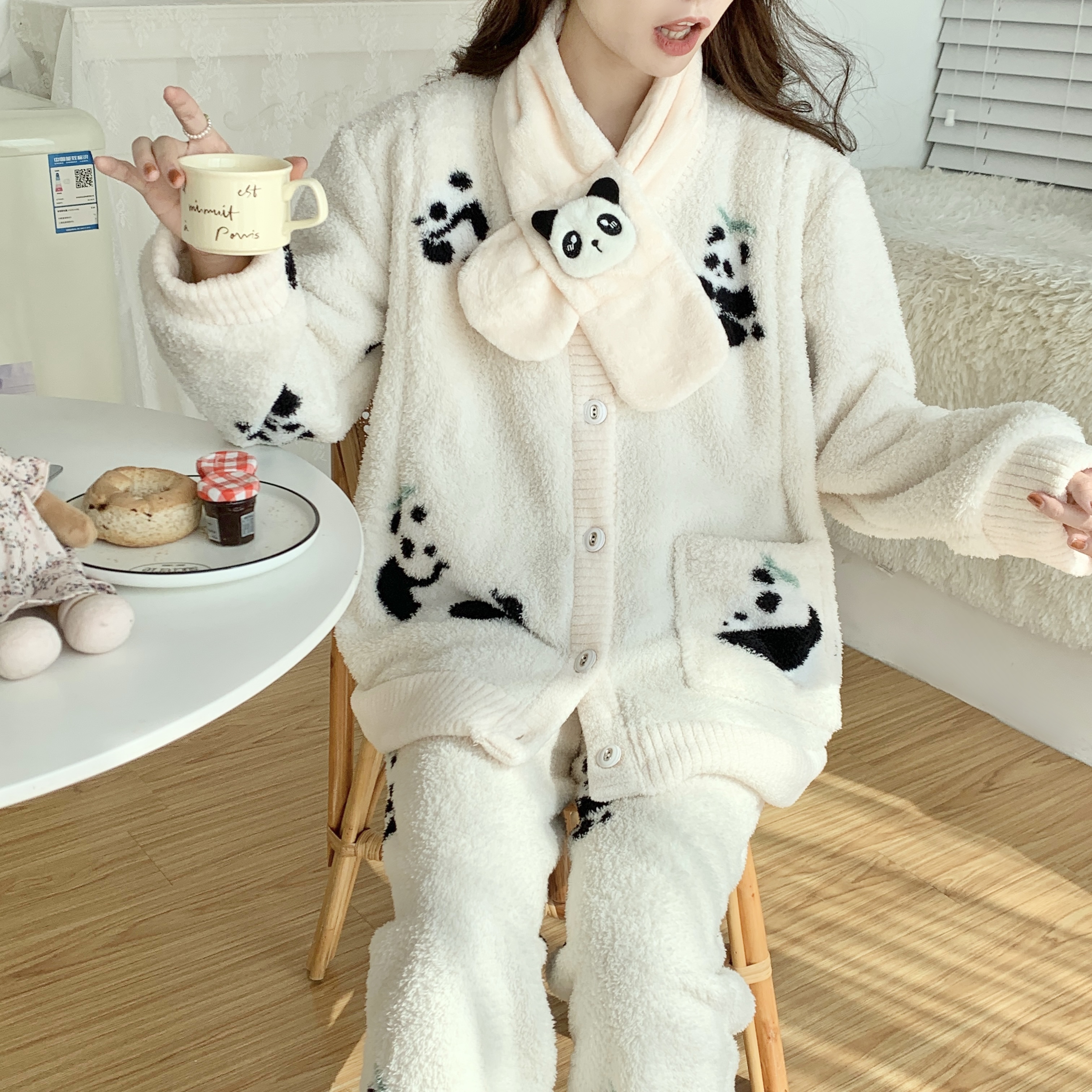 【秋冬季-半边绒】月子服产后加厚加绒12-1-2-3月哺乳喂奶孕妇睡衣