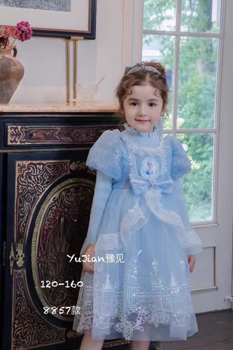 宝宝长袖连衣裙公主裙儿童冬季女加厚休闲风千金风爱莎裙子