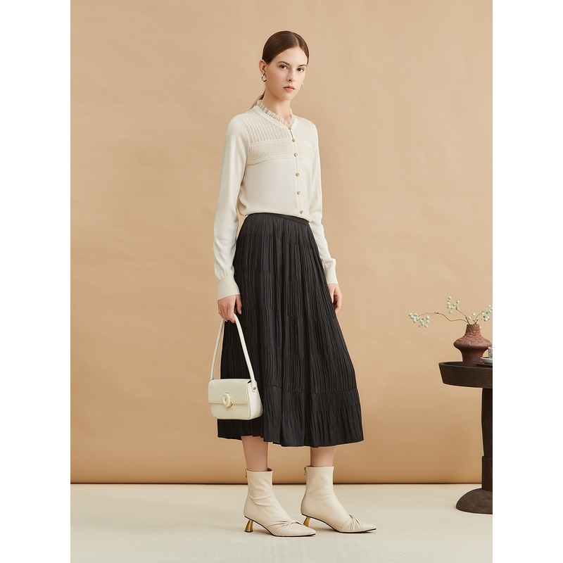 【优雅衣橱】YINER音儿冬季新款法式木耳花边领针织衫8C64506106