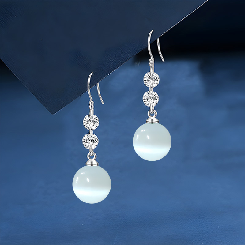 足银合成锆石耳饰 999纯银耳环养耳洞耳钉爆款高级感百搭网红饰品