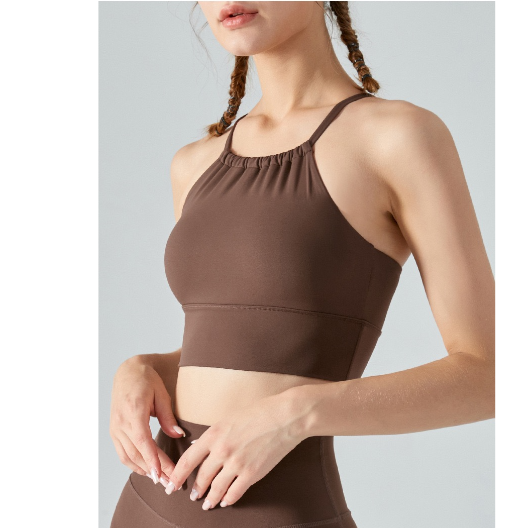 瑜伽服吊带背心带胸垫细肩带交叉运动专业健身上衣聚拢性感美背