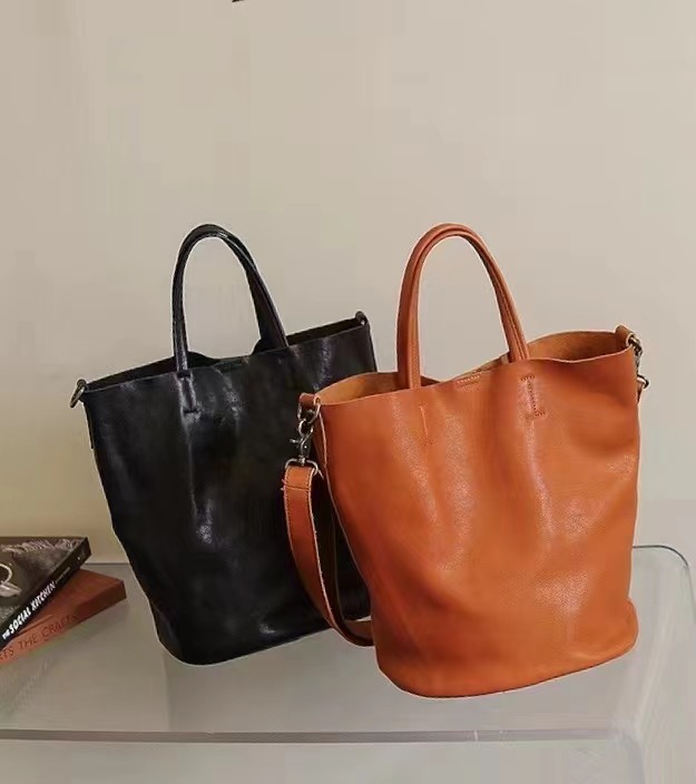 头层植鞣牛皮水桶包韩版时尚简约百搭真皮新款高级感秋冬通勤包