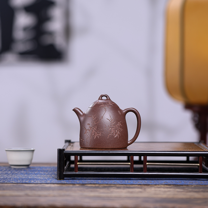 【无刻绘】天青泥电窑【子冶秦权】精工半手容量220CC左右宜兴紫砂壶