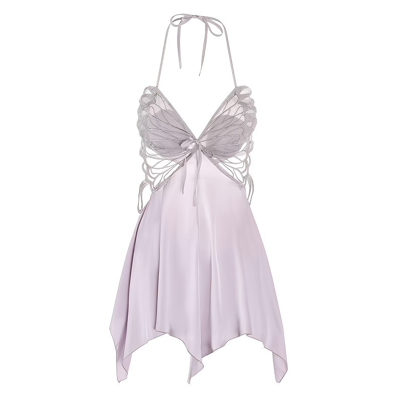 2024夏款新款性感纯欲风显瘦深V时尚美背蝴蝶冰丝吊带睡裙家居服