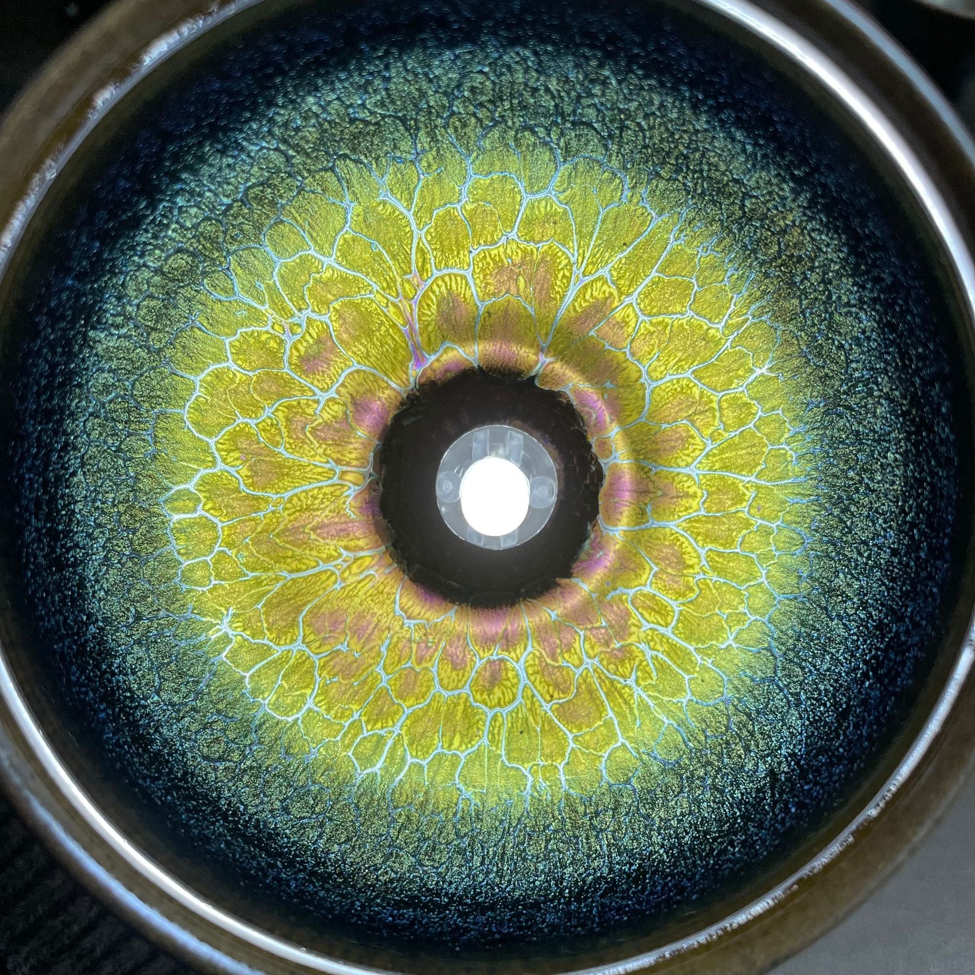 建窑建盏七彩花瓣主人杯纯手工全包釉