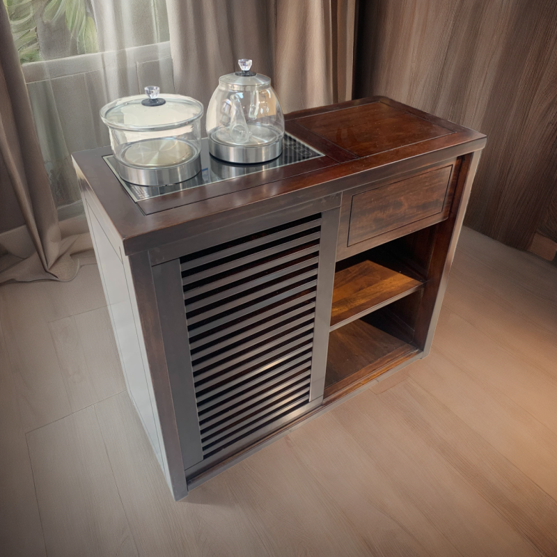 新中式乌金木烧水茶柜轻奢客厅家用简约禅意茶柜780*宽340*高680