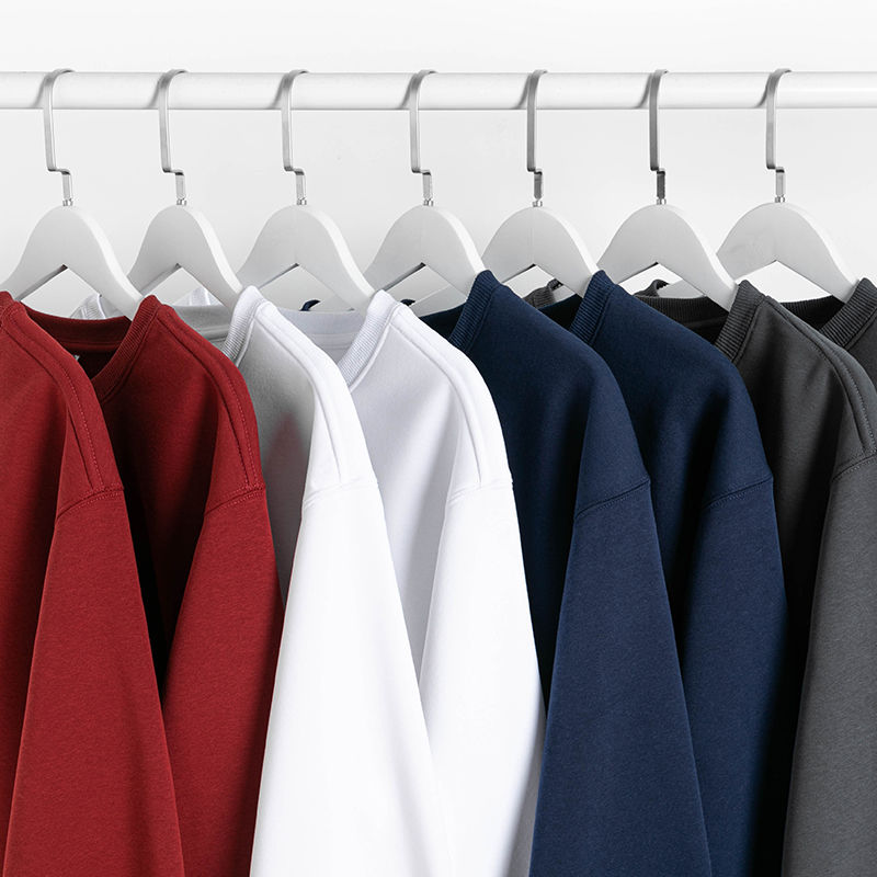 400g重磅华棉基础款冬季加绒圆领卫衣纯色宽松厚实休闲百搭上衣男