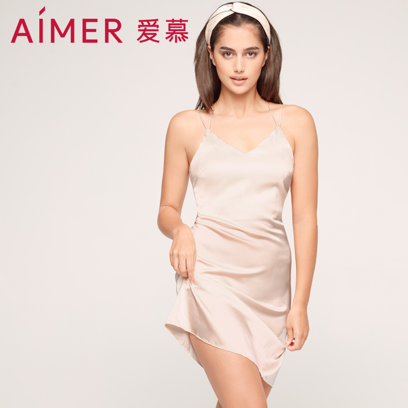 丝享家吊带裙性感红色睡衣高级轻奢气质夏季女士睡裙AM425571