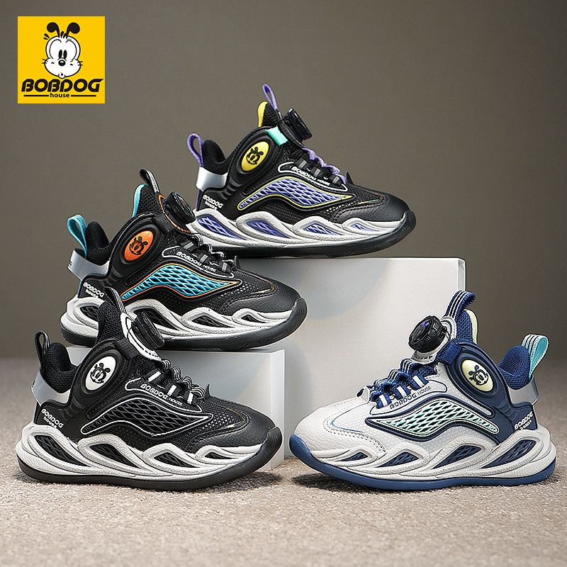 BOBDOGHOUSE男童2024秋季新款大童防滑透气女童运动鞋