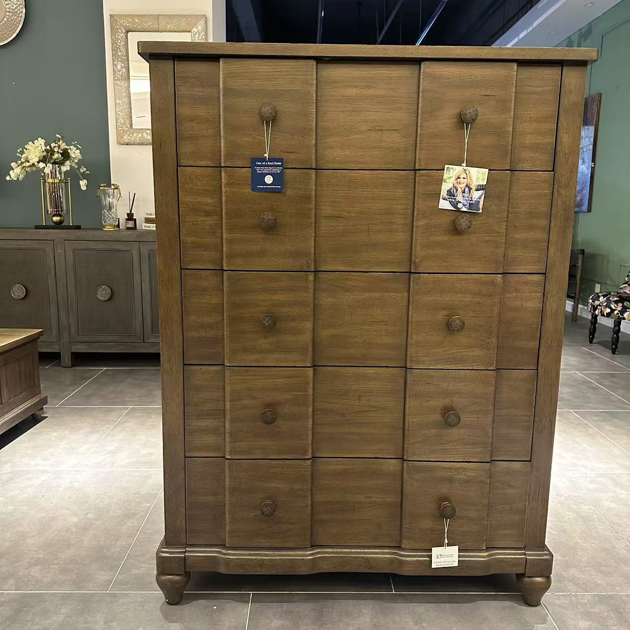 【欧美外单】795-681 美式五斗柜1067*490*1423北美核桃木+MDF+夹板