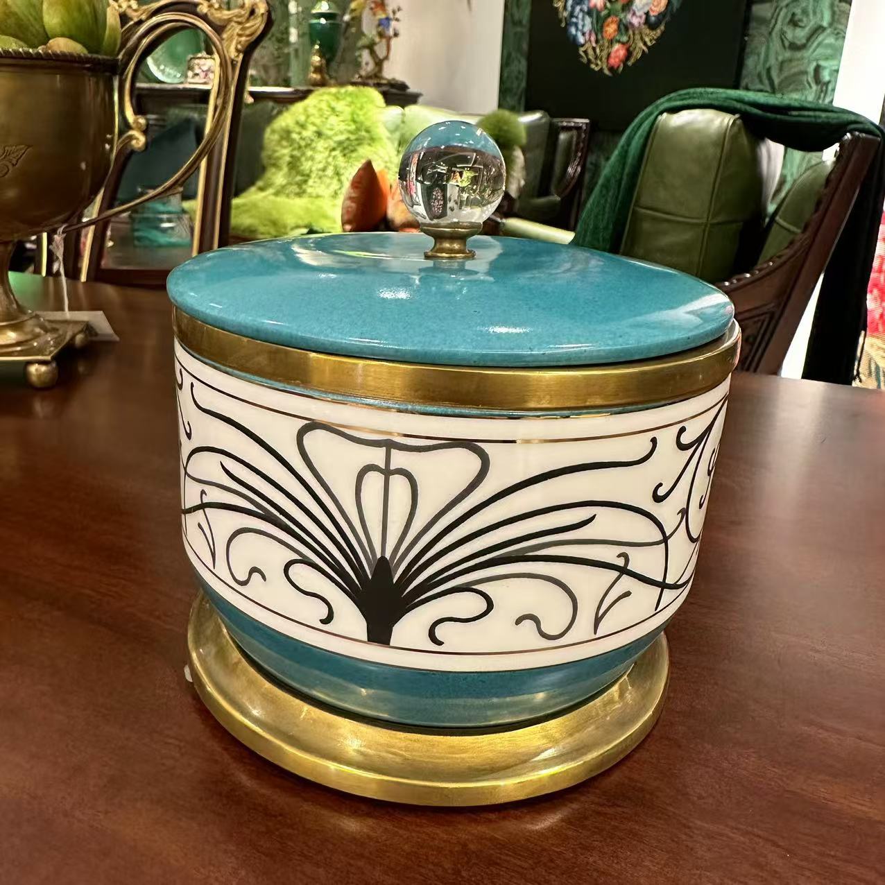 【欧美外单】DG0949 欧式孔雀装饰盖坛 陶瓷配铜                  