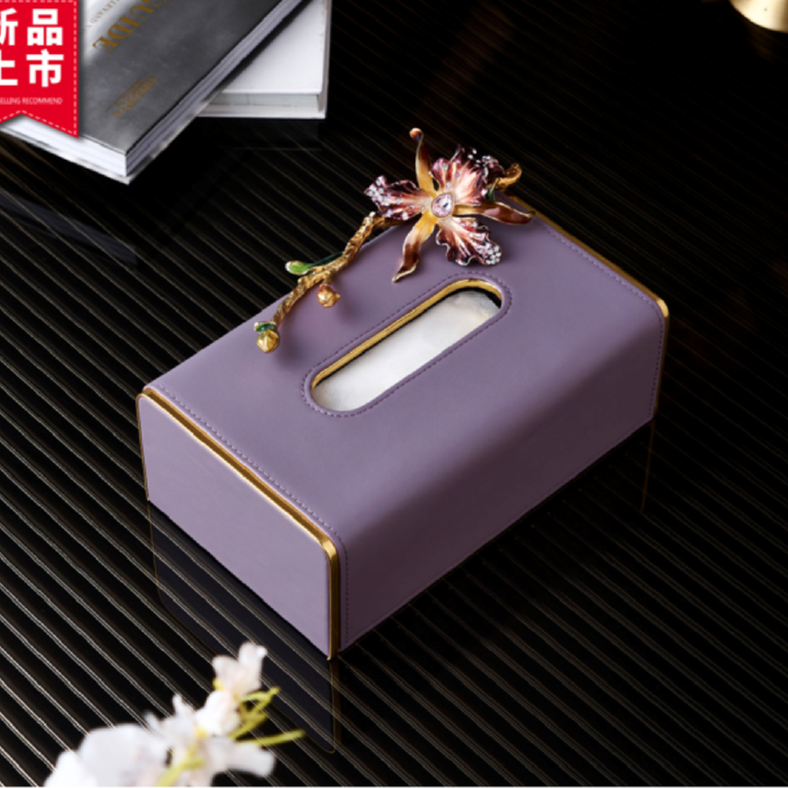 【欧美外单】OM1213蝶恋花 纸巾盒高档 摆件 规格(24*16*12cm) 轻奢