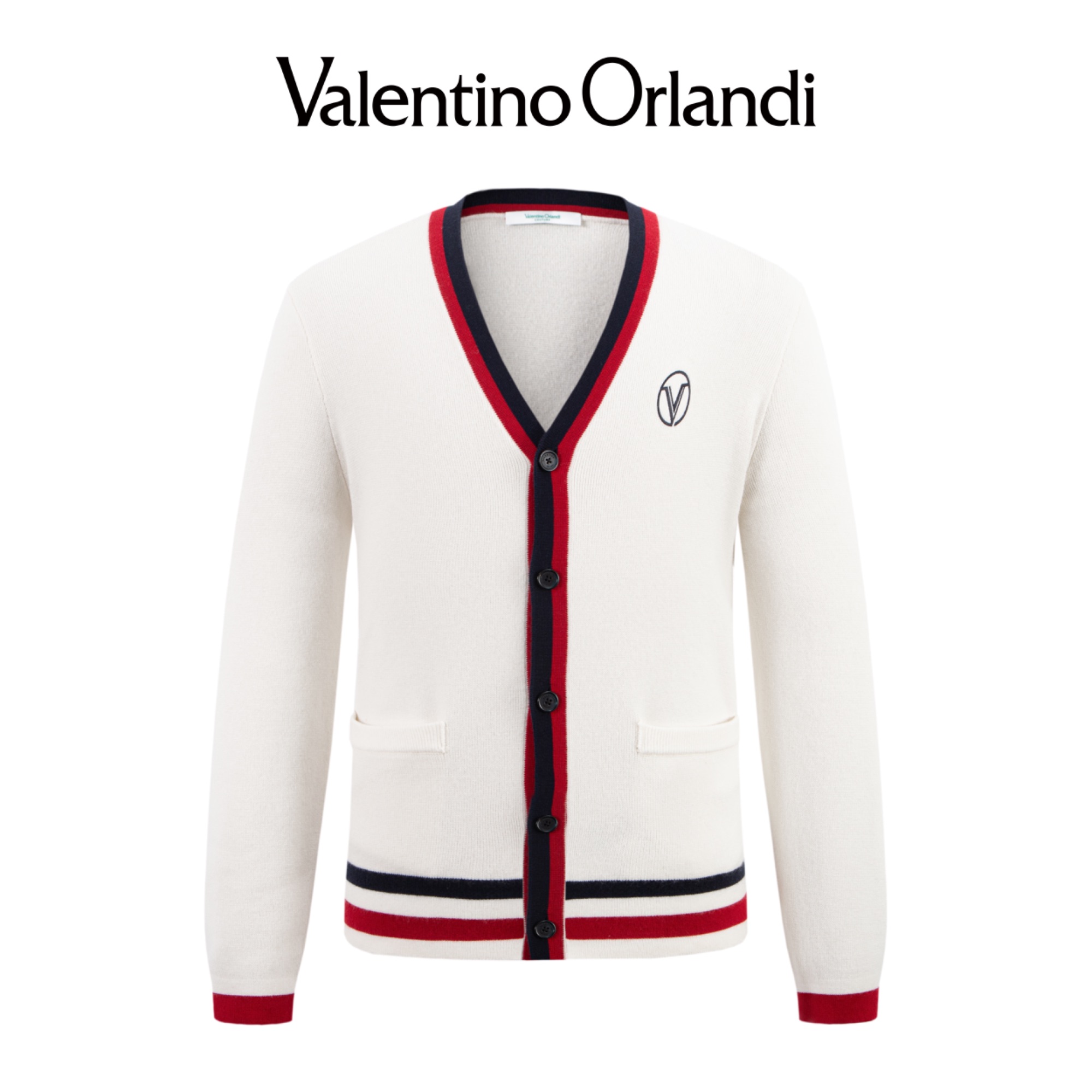 Valentino orlandi男士春秋A版时尚百搭英伦风绵羊毛针织开衫外套