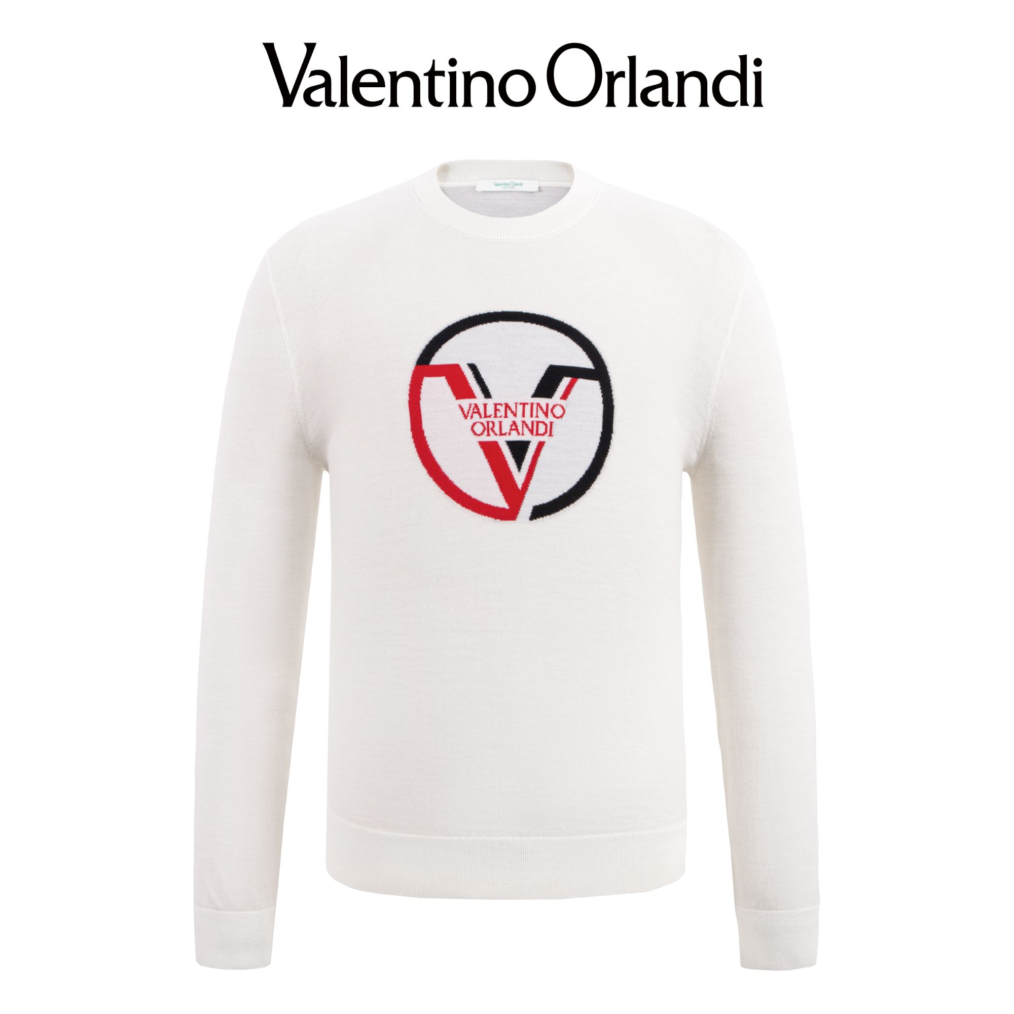 Valentino orlandi男士秋冬A版时尚百搭撞色logo长袖针织衫毛衣