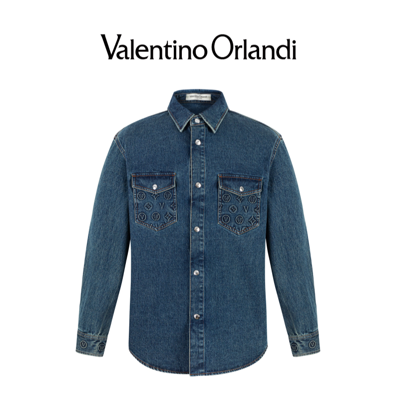 VALENTINO ORLANDI/华伦天奴.奥兰迪男士时尚休闲长袖牛仔衬衫