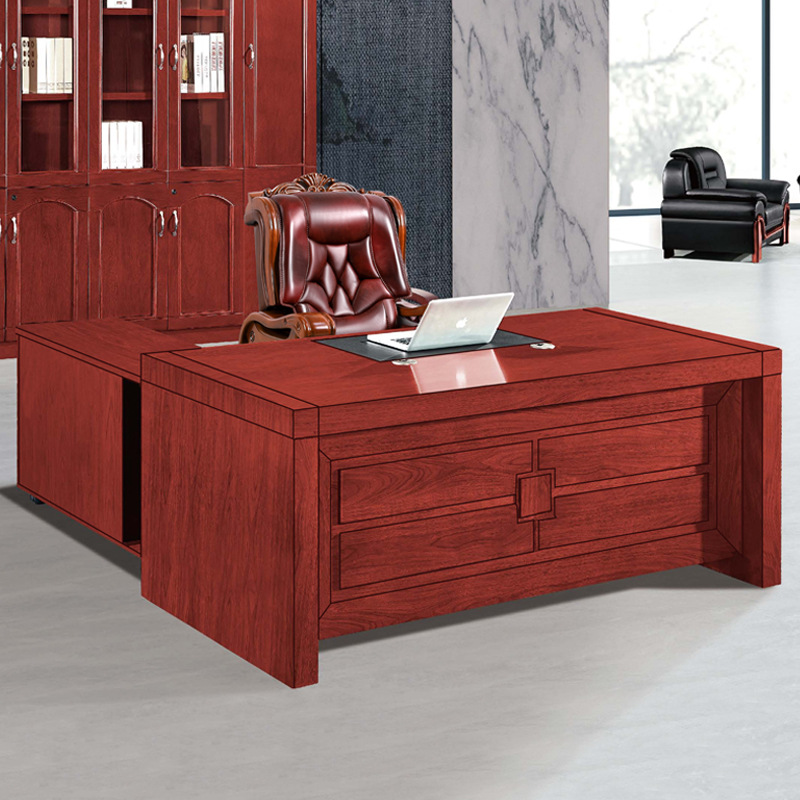 简约现代高端商务办公桌中式单人总裁桌实木皮烤漆办公家具大班台