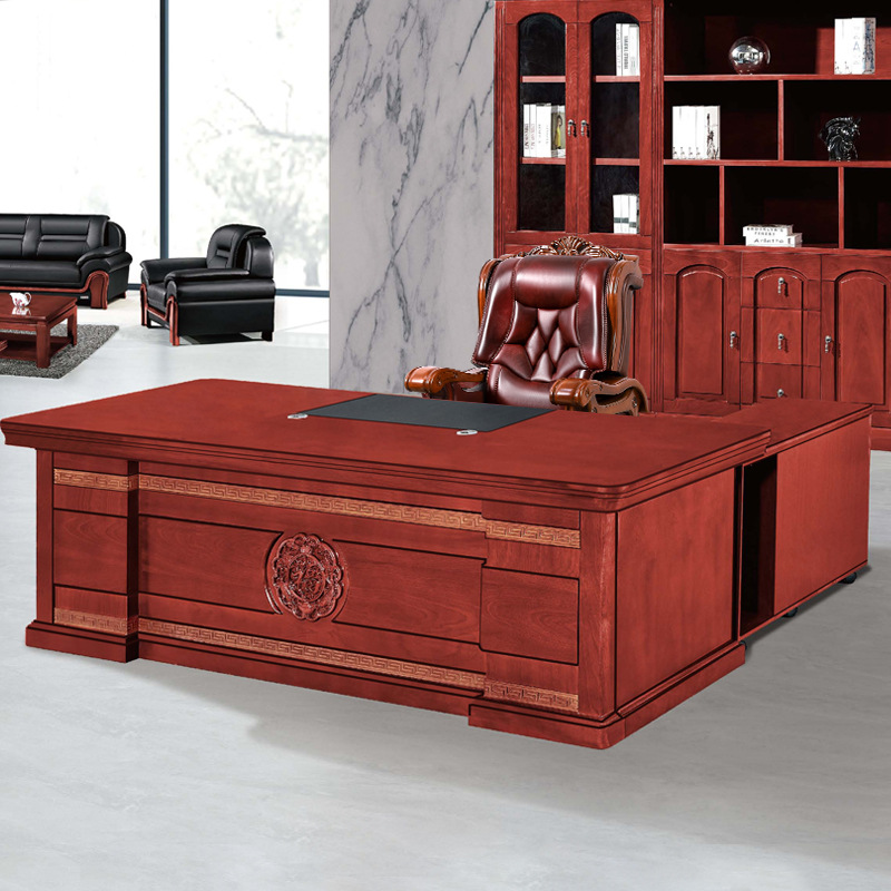 老板桌总裁桌实木皮烤漆办公家具大班台办公室家具经理办公桌椅