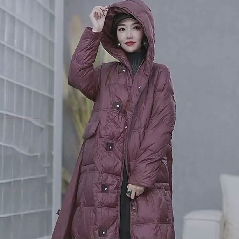 波司登复古文艺90白鸭绒保暖羽绒服女冬季新款加厚连帽过膝长款外