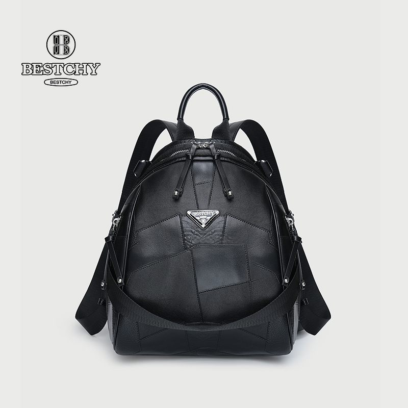 【老板娘专属】韩版时尚潮流简约黑色双肩包5025