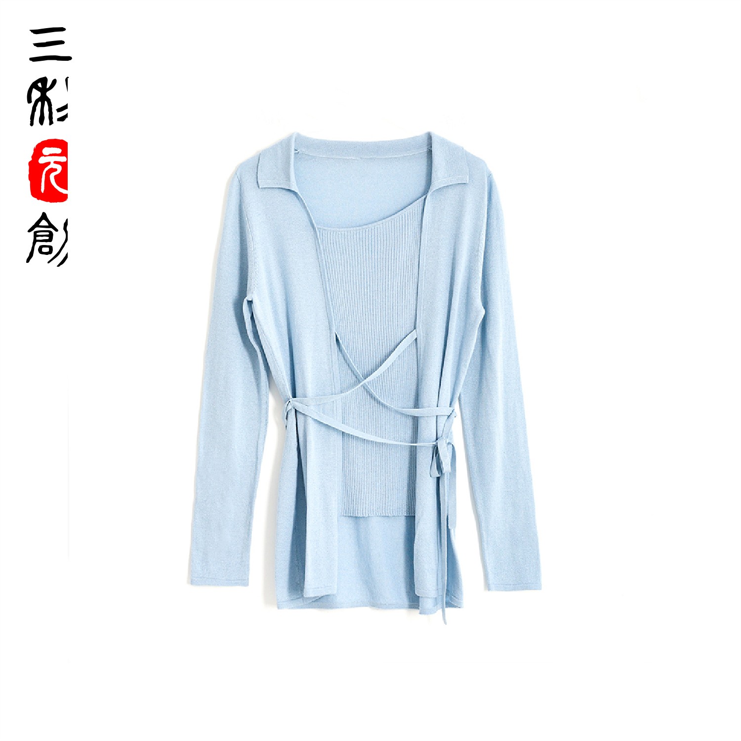 【尝鲜价】桑蚕丝羊绒纯色翻领针织开衫4045