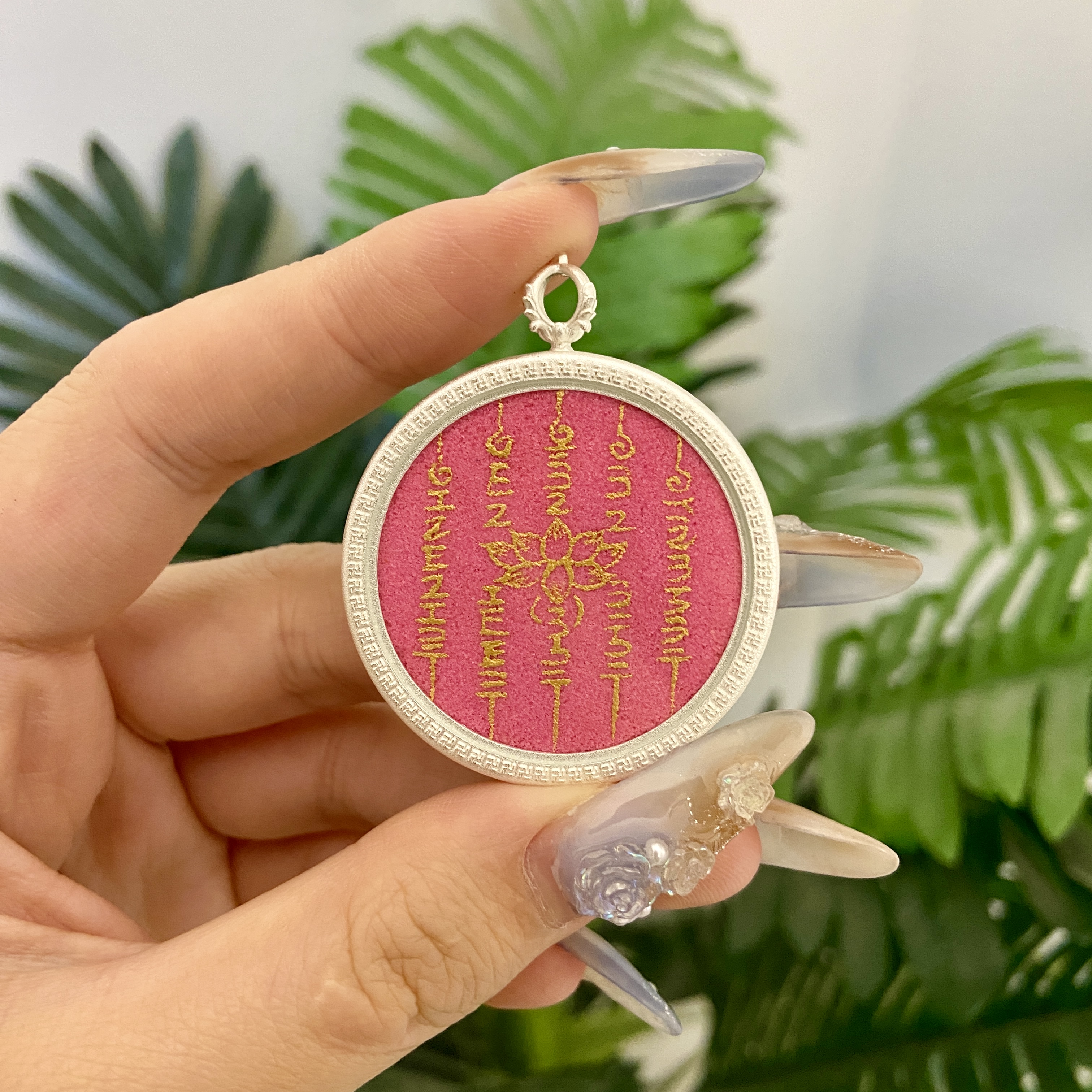 蒹葭 手作【五条-粗矿砂版】热贡唐卡纯手绘唐卡挂脖链项链唐卡