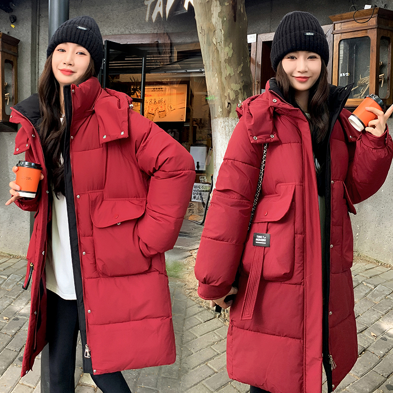 8513加厚棉服女2024年冬季新款美拉德棉袄中长款女士保暖加厚外套