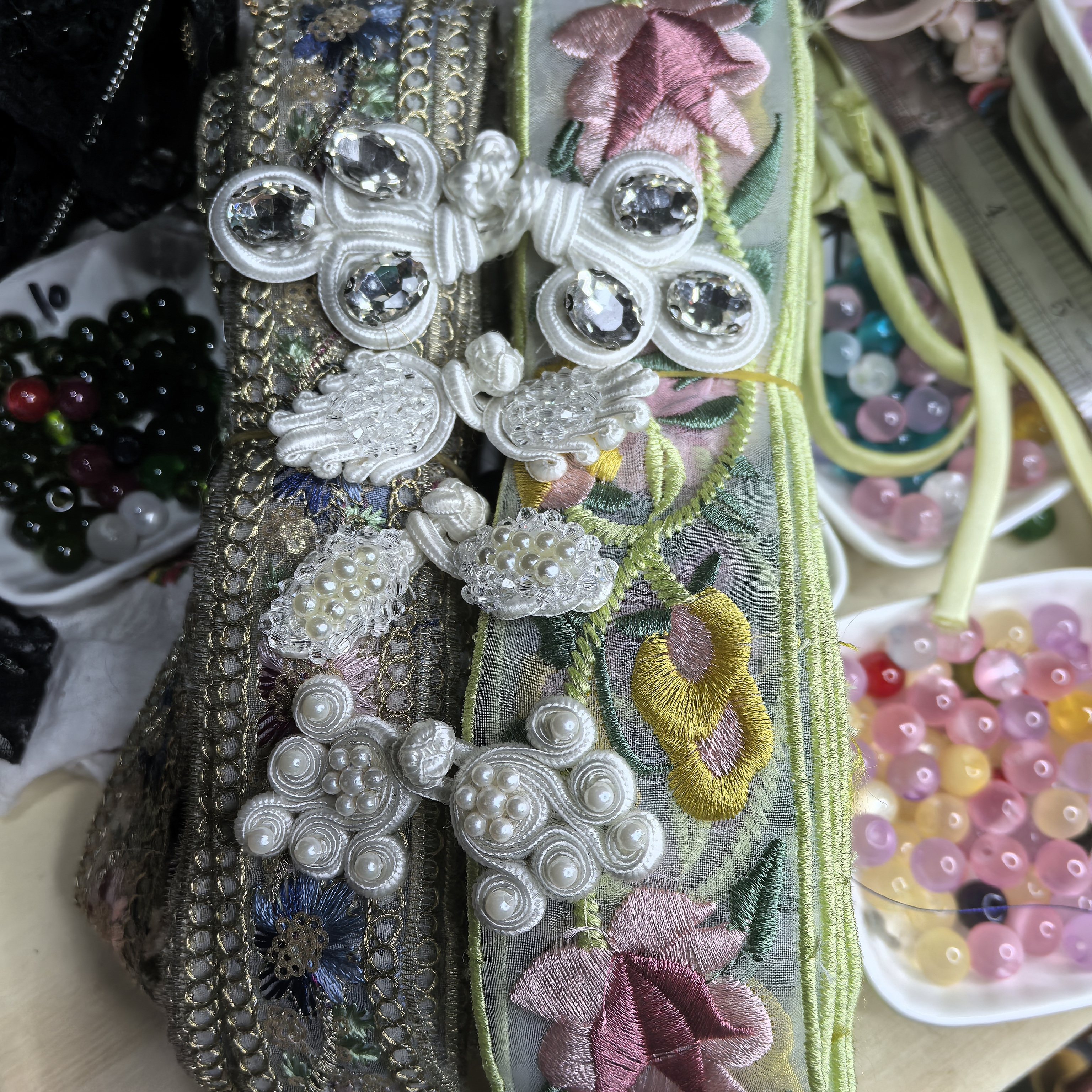 服装珍珠钉水晶珠盘扣扣子旗袍中国风琵琶草莓葫芦二三轮黑白纽扣