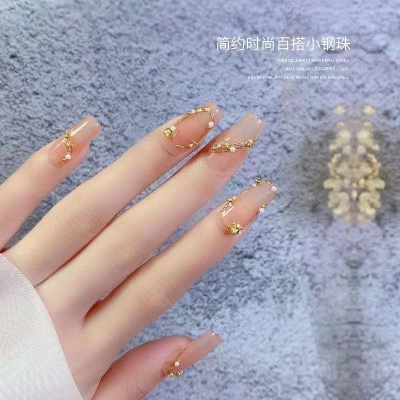 美甲钢珠饰品百搭金色银色大小混盒配饰钻手工DIY义乌穿戴520礼物