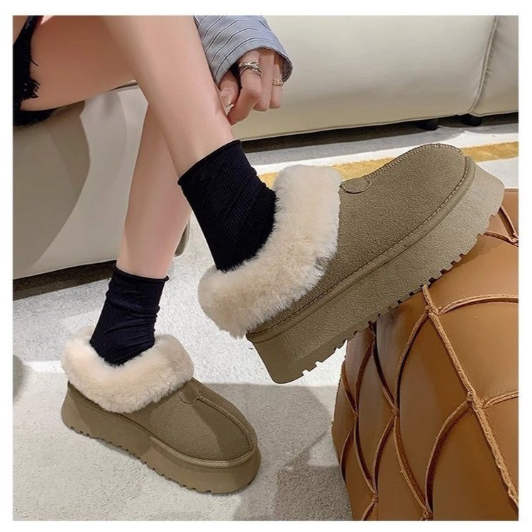 回力瑞皮毛一体雪地靴女2023年新款冬季休闲厚底加绒加厚保暖棉鞋
