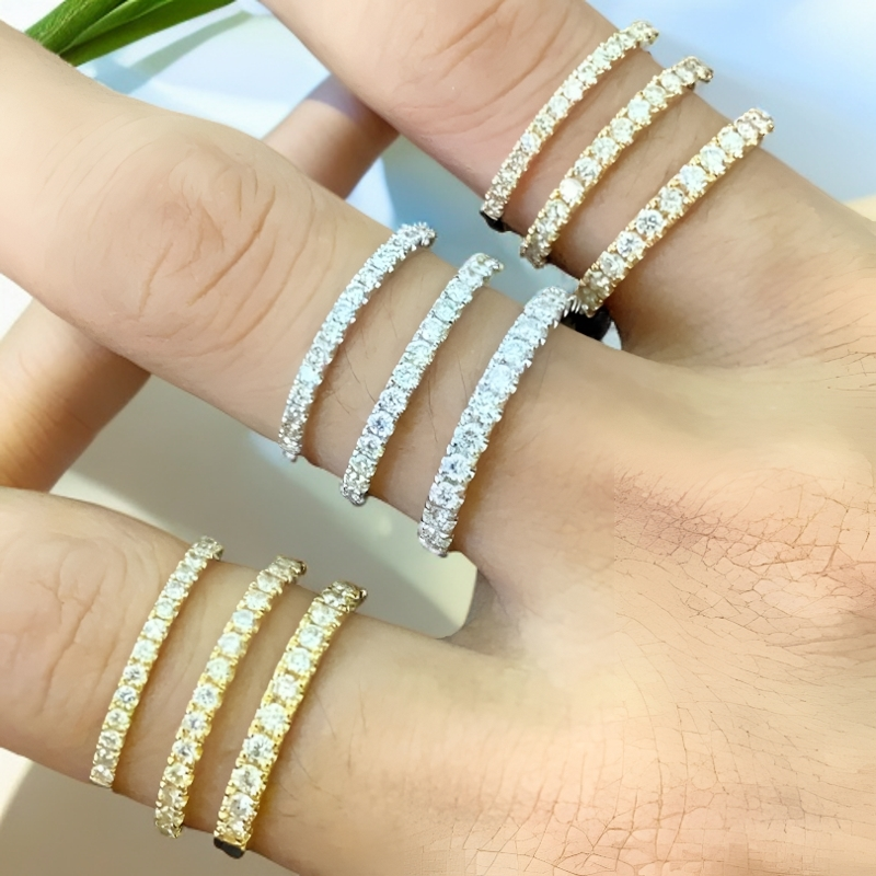 【申小姐】18K金天然钻石排戒排钻20分单戴叠戴百护戒多样性发一件